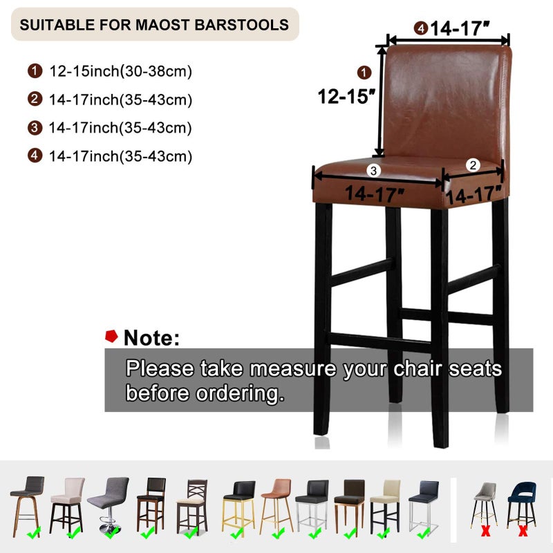 Lellen Bar Stool Covers Set of 2,Stretch Washable Bar Stool Seat Covers Removable Bar Chair Covers with Backs Counter Height Bar Stool Chair Covers for Kitchen Dining Room Cafeï¼ˆWhiteï¼‰ - Image 4